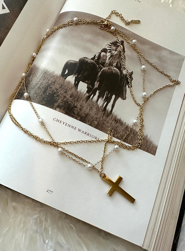 TARNISH FREE TRIO CROSS NECKLACE