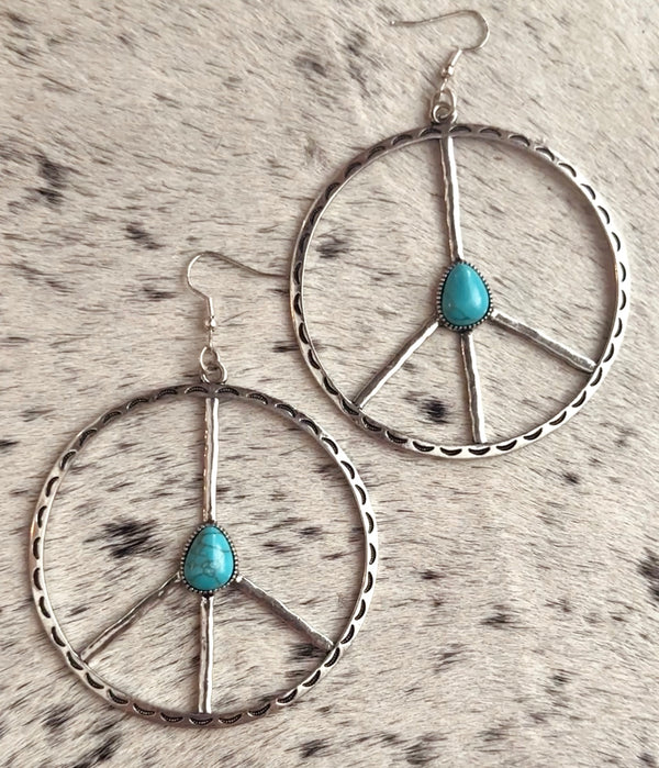 XL PEACE SIGN HOOPS