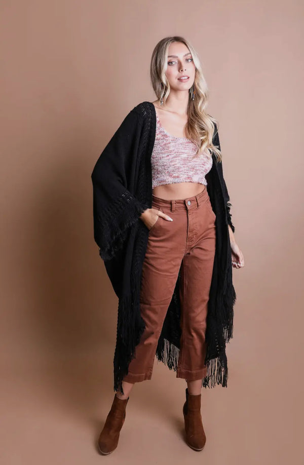 BLACK KNIT KIMONO