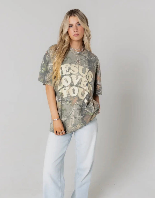 JESUS LOVES YOU VIRAL CAMO UNISEX TEE