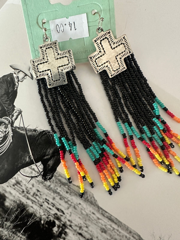 NATIVE CROSS EARRINGS