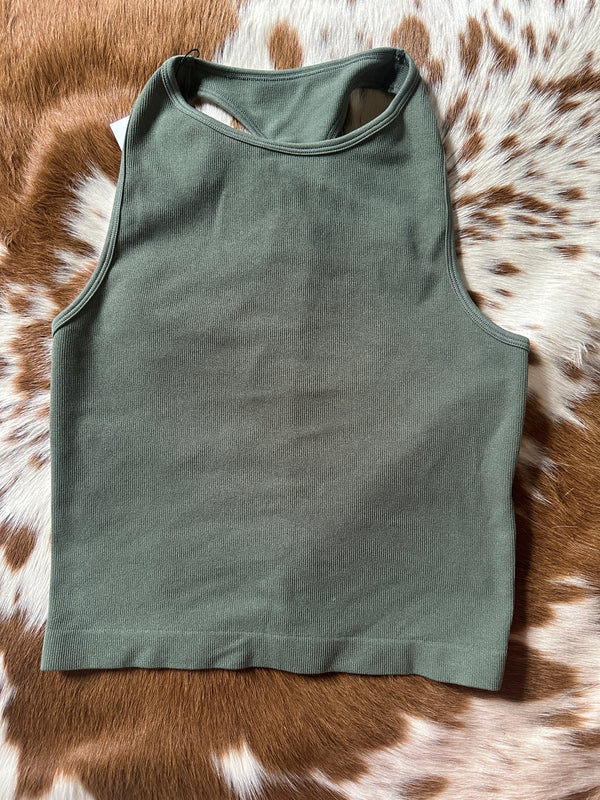 OLIVE BUTTERY SOFT RACERBACK TOP