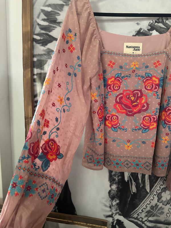 SAVANNA JANE HIPPIE FLORAL BLOUSE