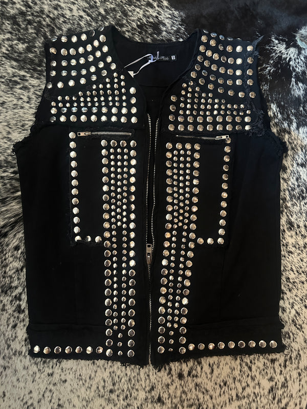 STUDDED DENIM VEST