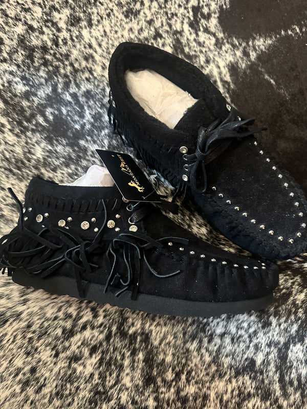 MONTANA WEST SUEDE STUDDED MOCCASINS SIZE 8