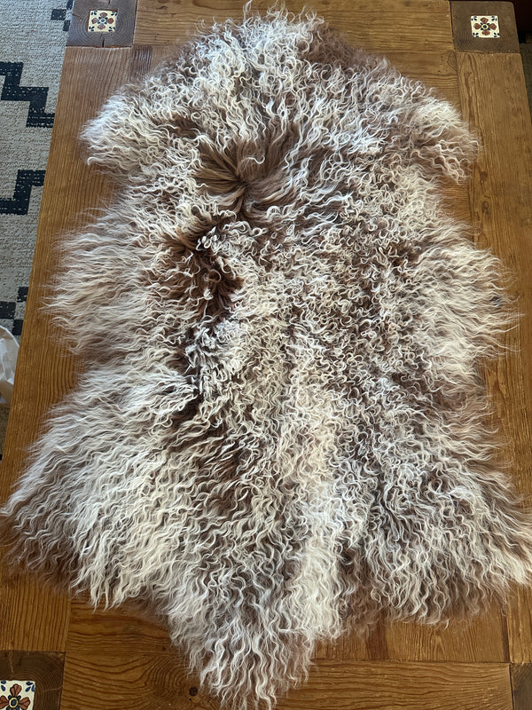 BROWN&WHITE REAL ANGORA HIDE 2’x3’