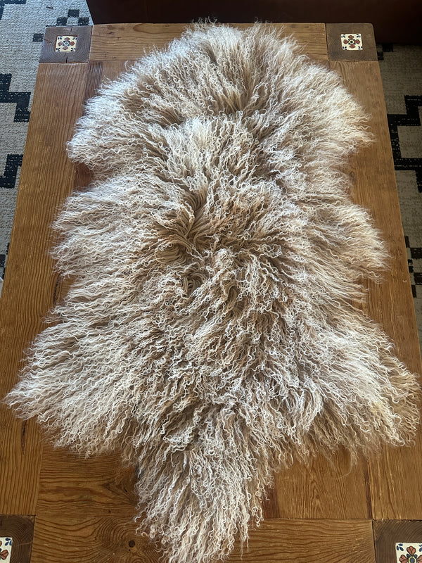 TAN&WHITE REAL ANGORA HIDE 2’x3’